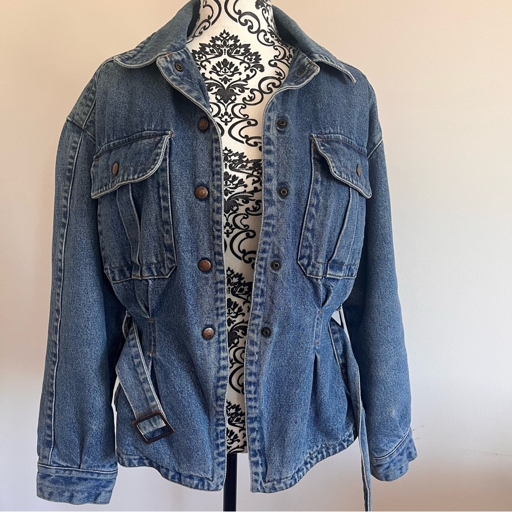 Vintage United Colors of Benetton Jean Jacket with Belt Size 42